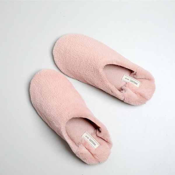 

slippers cute pink women indoor house plush soft fur comfortable shoes non-slip floor furry1, Black