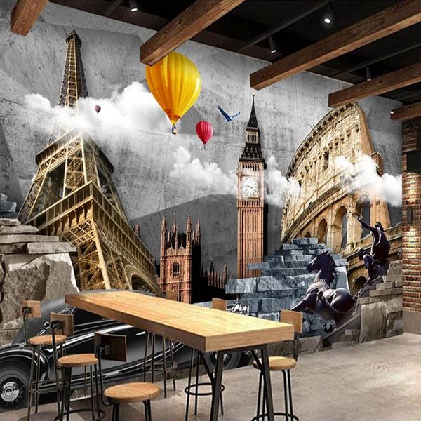 

wallpapers po wallpaper 3d cement wall world architecture murals restaurant cafe creative background decor paper for walls 3 d