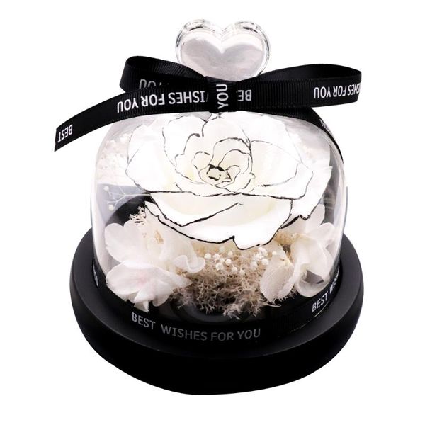 

decorative flowers & wreaths birthday gift preserved flower in glass dome forever rose long time lasting for office decoration