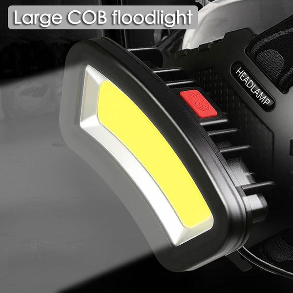 

200m long lighting distance usb rechargeable led headlamp wide angle cob head light lantern use 2*18650 for hike outdoor headlamps
