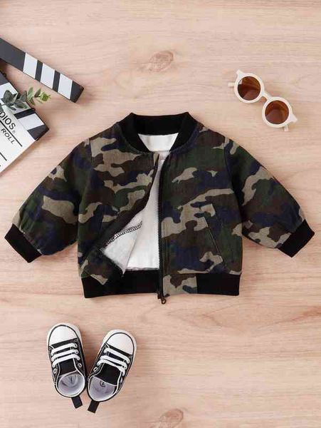 

baby camo print zipper bomber jacket she, Blue;gray
