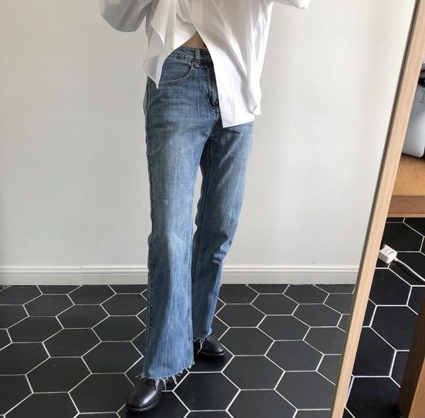 

woman cotton straight bright blue jeans women's