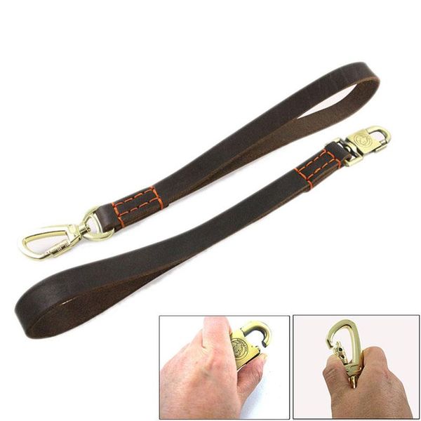 

dog collars & leashes short leash heavy duty genuine leather large dogs traffic lead thick training for walking in crowds 40cm