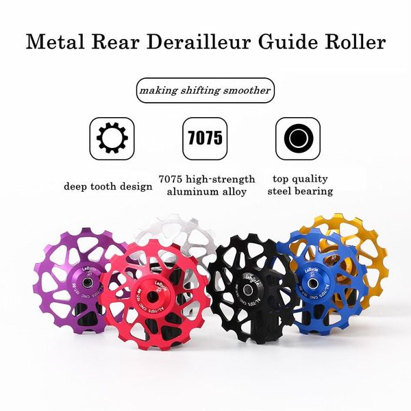 

bike derailleurs bicycle rear derailleur metal guide pulley 11t 13t 15t positive and negative tooth wheel mtb bearing