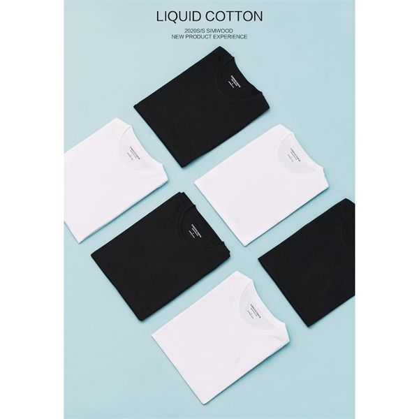 

simwood summer new t-shirt men soft cotton skinfriendly 100% cotton plus size brand clothing sj130341 210322, White;black