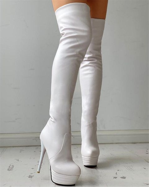 Sexy kleine Plusgröße 3146 Winter mit Pelzplattform, extrem hoher Fetisch, dünne Absätze, Partyschuhe, Damenmode, Trend, Overknee-Stiefel, weiblich