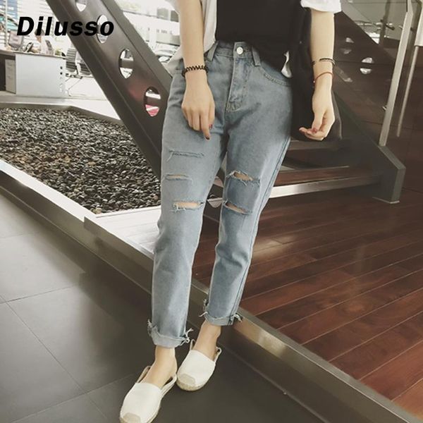 

women's jeans 100% cotton vintage high waist mom women`s blue denim pants boyfriend jean femme for women plus size s-xl0#d3