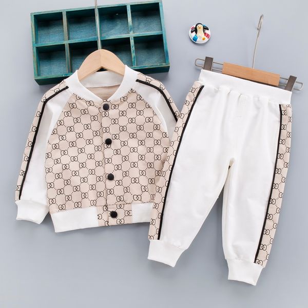 Bahar Erkek Giyim Seti Yeni Rahat Moda Karikatür Pamuk Ceket + Pantolon 2 ADET Çocuk Bebek Yürüyor Çocuk Spor Kıyafetleri 0-5 Yıl