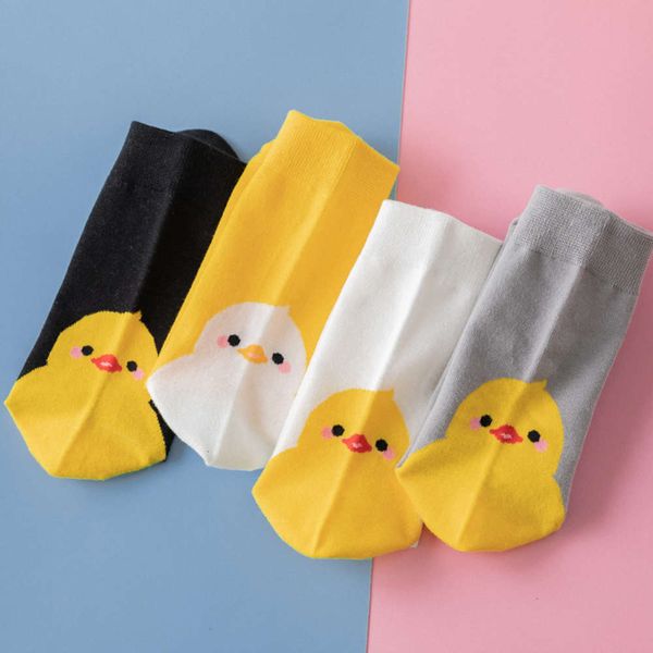 

lovely cartoon animals cotton women socks solid cute duck patterned college style for female breathable trendy sox, Black;white