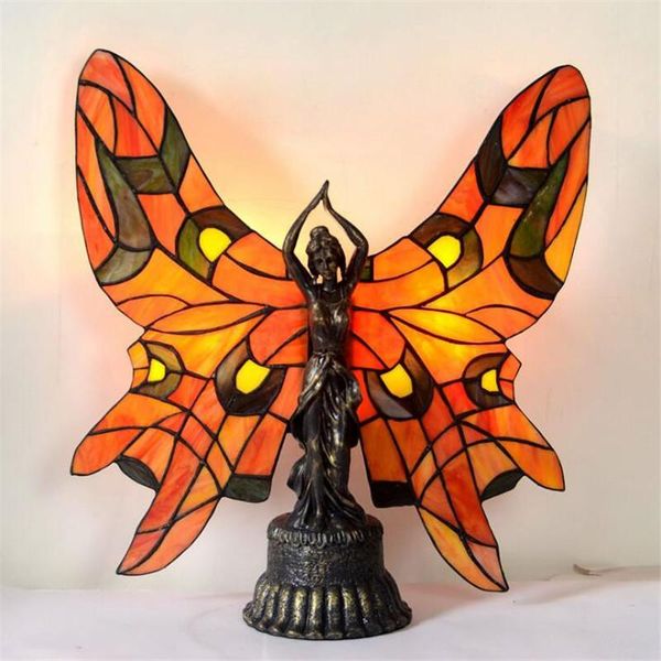 

table lamps creative bohemia butterfly goddess tiffany glass lamp for foyer bed room bar apartment night light h 46cm 1082