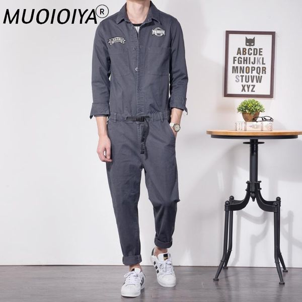 

jogging clothing fashion mens cargo overalls long sleeve jumpsuits vintage casual chic pockets one piece rompers street male pa, Black;red