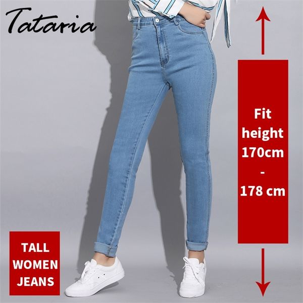 

1slim jean for woman denim high waisted women skinny elastic stretch full length female pencil pants 210514, Blue
