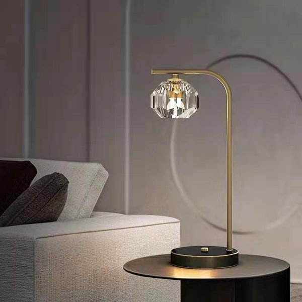 

table lamps crystal copper light luxury decorative lamp nordic bedside desk coffee led decor lighting home