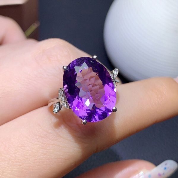 

online red live fashion simulation amethyst color treasure ring, Silver