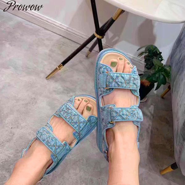 

prowow new summer women's sandals fashion old denim trend 35-41 60% off store online, Black