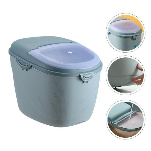 

1pc kitchen rice bucket household sealing container bin blue storage bottles & jars