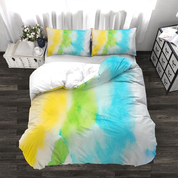

3pcs duvet cover set customizable polyester stylish durable colorful tie dye line pattern comforter bedding sets au us uk size