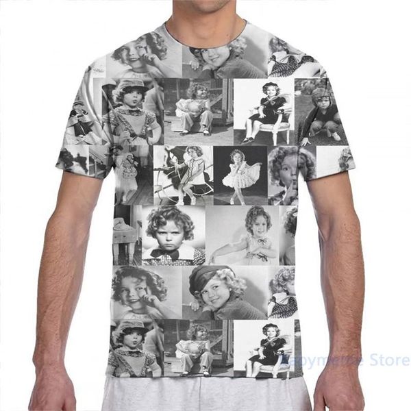 

men's t-shirts shirley temple collage men t-shirt women all over print fashion girl t shirt boy tees short sleeve tshirts, White;black