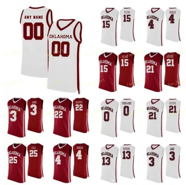 

ncaa college oklahoma sooners basketball jersey 15 alondes williams 2 aaron calixte merritt 20 rick issanza 21 kristian doolittle custom vv, Black