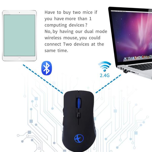 

2.4g wireless bluetooth mouse dual mode gaming backlit 1600dpi for pc lap7 color light 2g3 mice