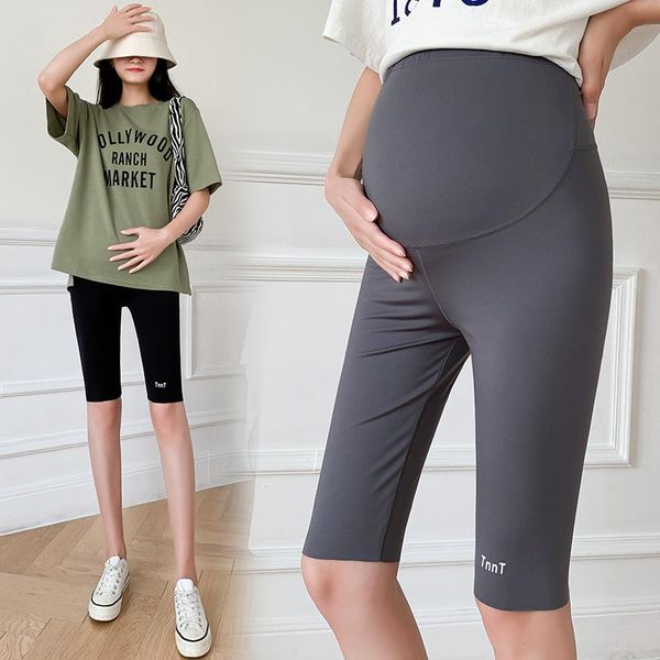 

maternity bottoms women's yoga shorts pants over the belly bump workout active short woman leggings, White