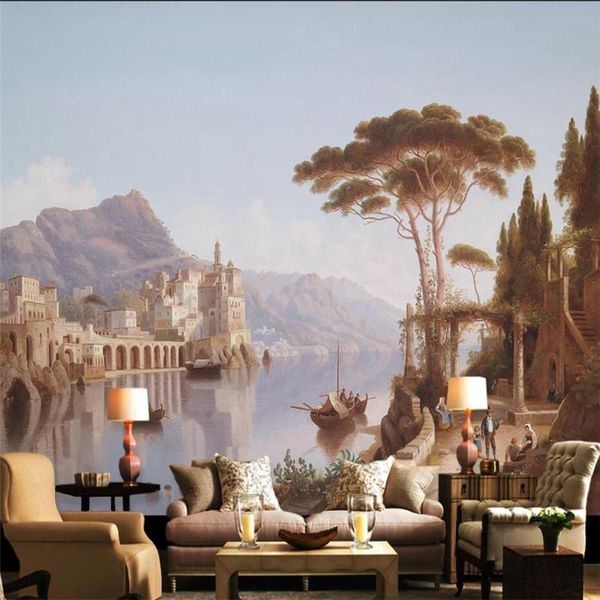 

milofi custom 3d wallpaper mural european landscape oil painting background wall high-end decorative wallpapers