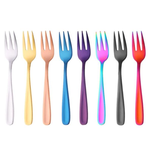 

forks 8pcs stainless steel cake fruit home (assorted color)
