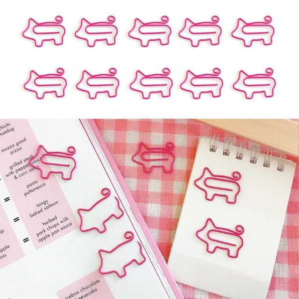 

bookmark pink cute pig shape paper clip study, work stationery school supplies