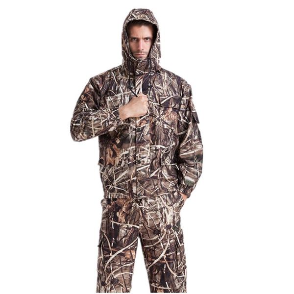 

hunting sets verafin outdoor mountaineering camping suits hooded men's bionic reed camouflage clothing ghillie jacket + pant, Camo