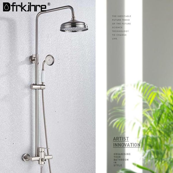 

bathroom shower faucet rotate tub spout chrome wall mount rainfall head with handshower cold and bracket tap sets