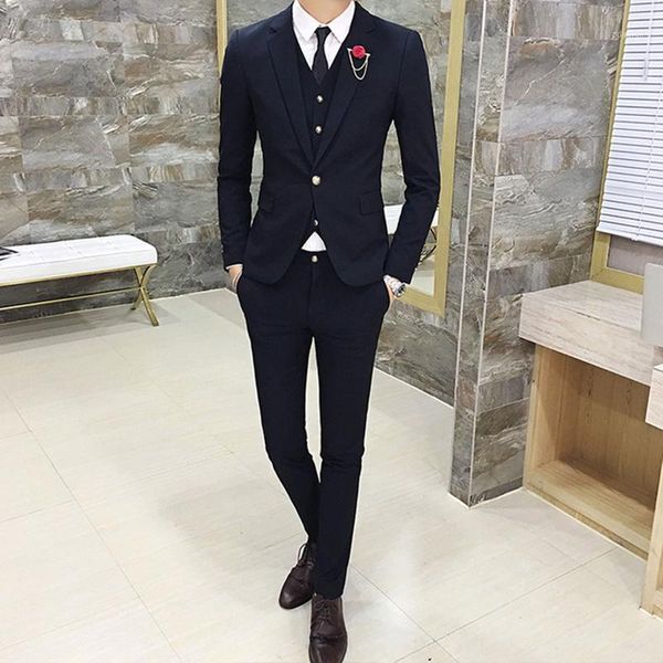 

men's suits & blazers style mens suit 3 pcs set fashion boutique single button solid color wedding dress men slim business banquet form, White;black