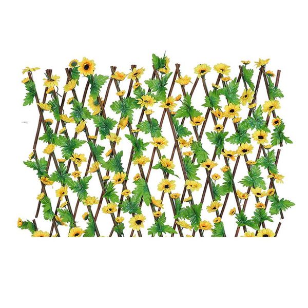 

fencing, trellis & gates practical protective garden yard multifunctional easy install expanding wooden simulation sunflower fence home deco