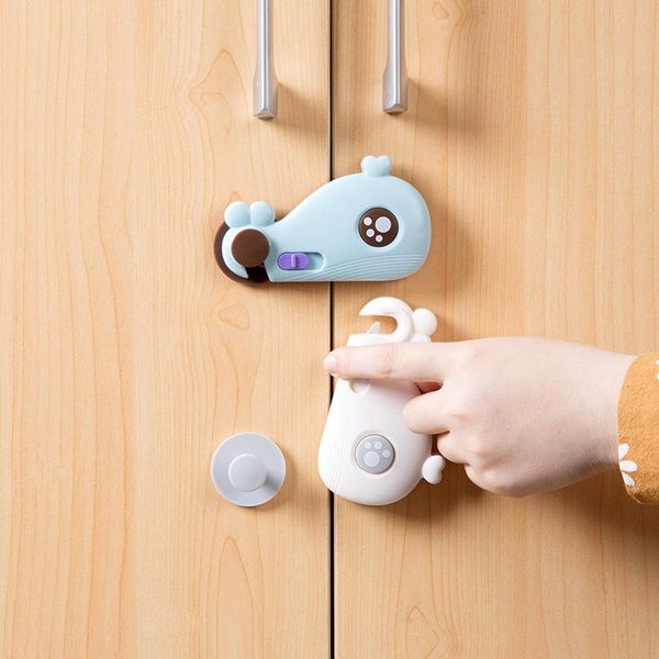 

baby safety door lock cute cartoon home anti-pinch refrigerator drawer children protection buckle carriers, slings & backpacks