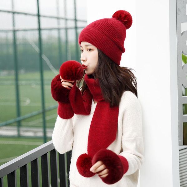 

hats, scarves & gloves sets women winter hat and scarf set wool fashion hairball solid french schoolgirls tourist taking pictures, Blue;gray