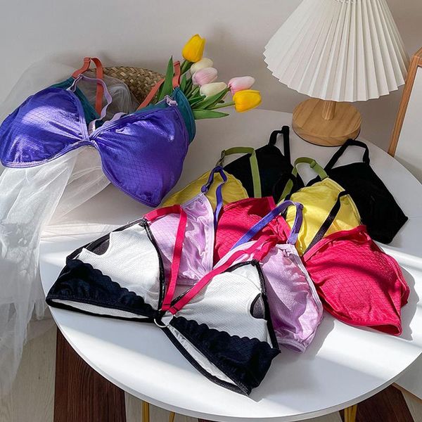 

bras women v-neck sling triangle bra wrap sports tube beauty hollow big halter vest underwear anti-exhaust lingerie, Red;black