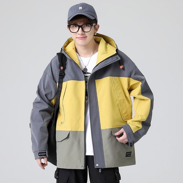 

men's jackets mens jacket spring autumn 2021 lightweight windbreakers casual patchwork korean style hip hop streetwear couple fashion c, Black;brown