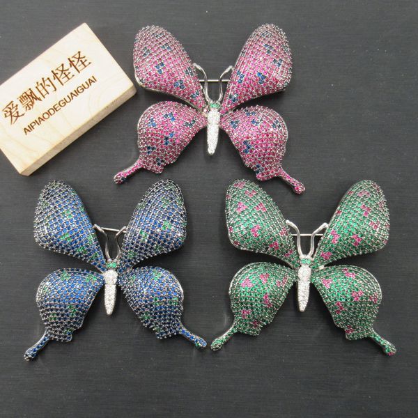 

apdgg cubic zirconia crystal butterfly brooch women jewelry pin birthday gift, Gray