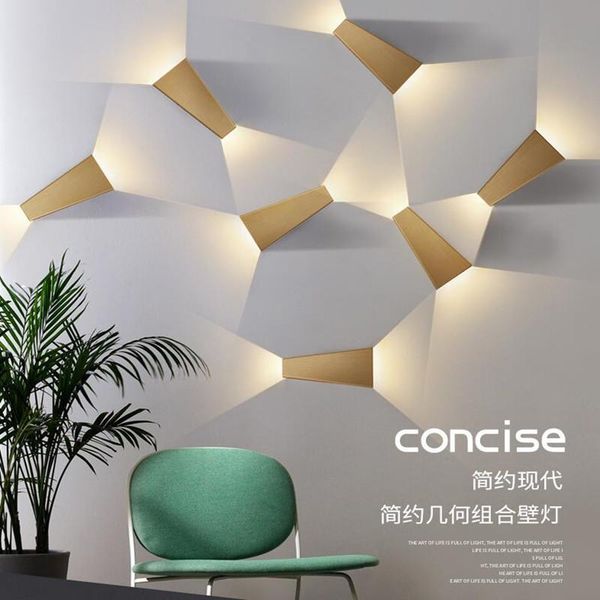 

creative geometric led wall light modern bedside lamp minimalist background staircase aisle corridor sconce lighting