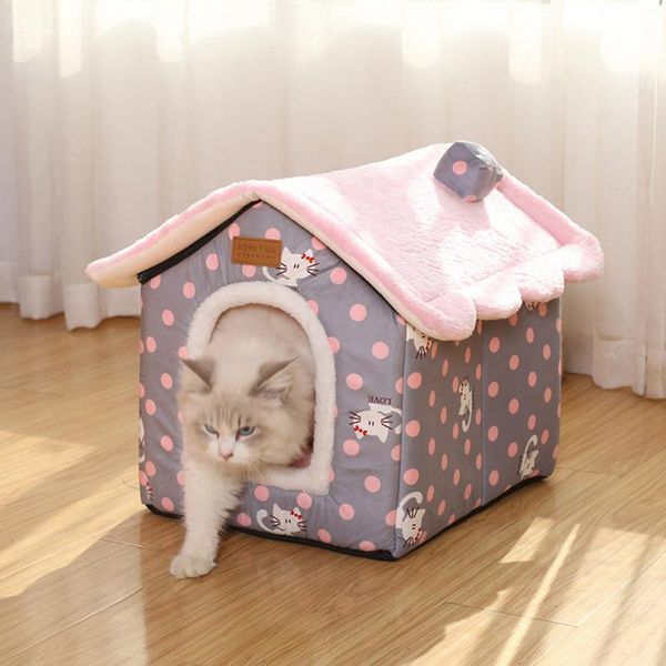 

cat beds & furniture dog pet bed plush winter warm house sleeping cushion mats cage non-slip moisture proof cave
