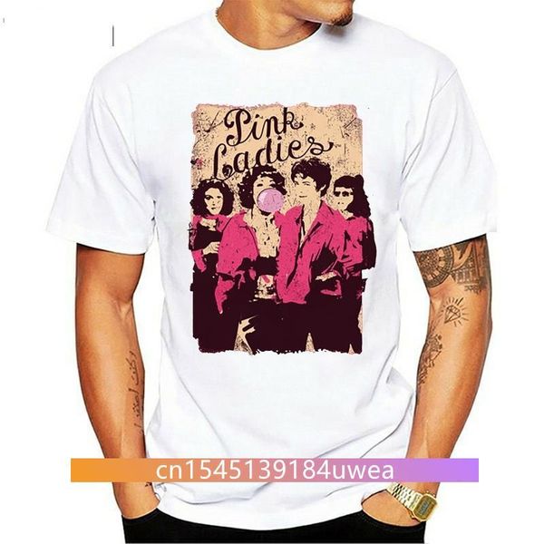 

men's t-shirts grease movie pink ladies licensed t-shirt all sizes cotton short sleeve tee shirt, White;black