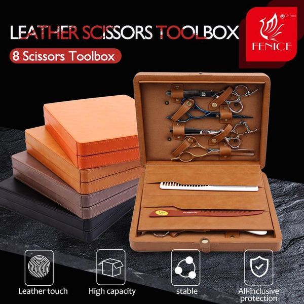 

fenice professional scissors carrying case leather hair bags pouch holder 8 display box1