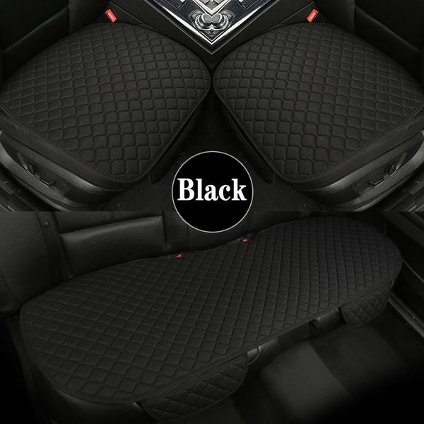 

big size black flax car seat cover four seasons universal front rear back auto chair cushion protector pad covers