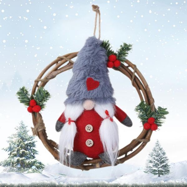 

plush gnome rattan wreath christmas garlands with swedish santa tomte front door wreaths for home.kitchen wall window hall decor decorative