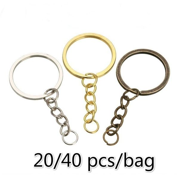 

keychains 20/40 pieces/batch key chain metal ring 60 mm long split, Silver