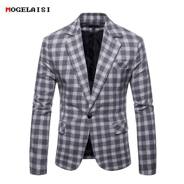 

men's suits & blazers man blazer chest 104-120cm men plaid spring casual cotton autumn gray male pocket size m-3xl 9651, White;black