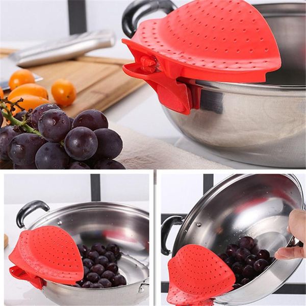 

colanders & strainers colander pot strainer clip on silicone drain tool fits all pots and bowls kitchen cleaning vegetable cookware 1 pc