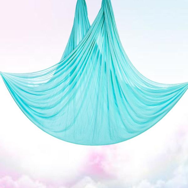 

resistance bands 5x2.8m elastic aerial yoga hammock durable trapeze sling training device for anti gravity inversion exercises(sky blue