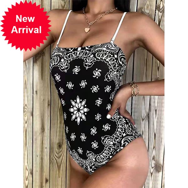 

goodkey retro print one piece swimsuit women high cut bathing suit swimwear conjunto biquini feminino trajes de baÃ±o mujer 2022, White;black