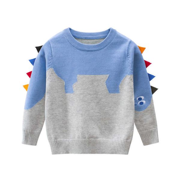 

kids children's clothing wholesale 2021 spring new baby's sweaters baby clothes dinosaurs christmas sweater y1024, Blue