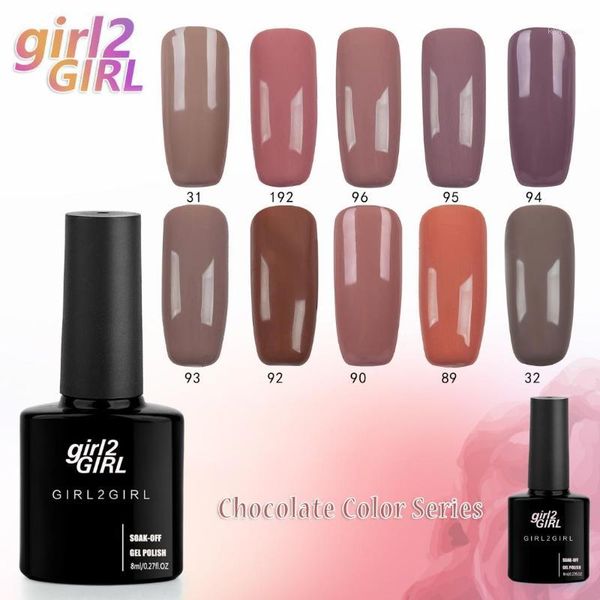 

girl2girl led nail polish uv gel 8ml pure color sequins soak off chocolate set1, Red;pink
